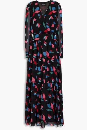 Emporio Armani Tiered printed georgette maxi dress