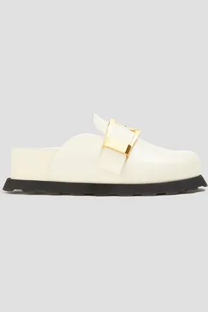 Proenza Schouler Buckled leather platform mules - White
