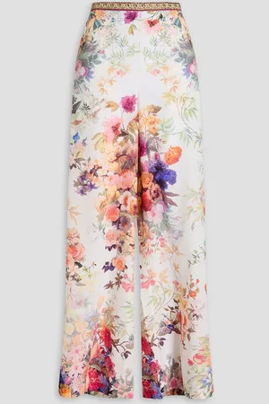 Camilla Crystal-embellished floral-print silk crepe de chine wide-leg pants