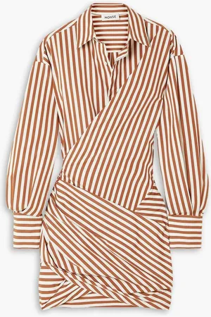MONSE Wrap-effect striped cotton-poplin mini shirt dress