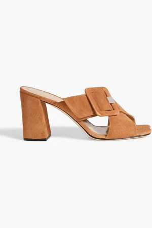 Sergio Rossi Sr Mia 80 buckled suede mules - Brown