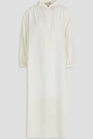 Loulou Studio Cotton and silk-blend midi shirt dress - White