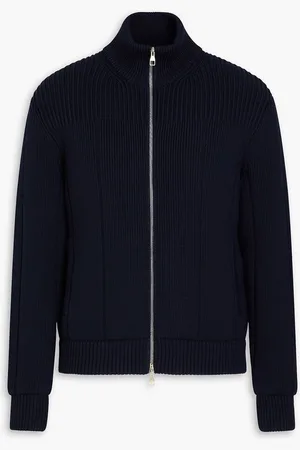 Dunhill Ribbed wool-blend zip-up jacket - Blue