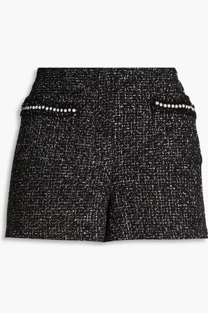 Maje Bead-embellished metallic tweed shorts