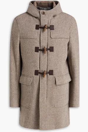 HERNO Striped wool hooded coat