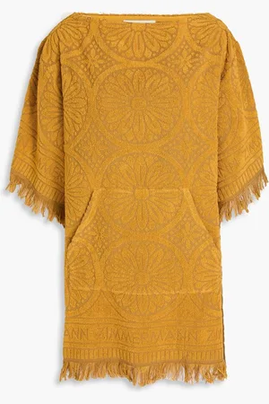 ZIMMERMANN Frayed cotton-terry jacquard mini dress - Yellow