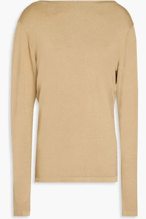 Alberta Ferretti Draped metallic knitted sweater - Metallic