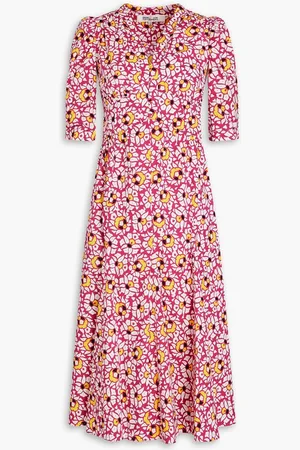 Diane von Furstenberg Melissa printed stretch-cotton poplin midi dress - Pink