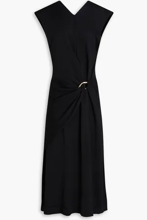 Jil Sander Embellished draped wool midi dress