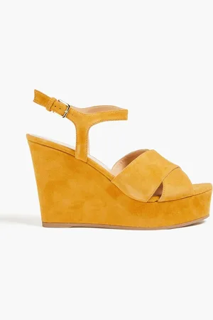 Sergio Rossi Astor suede wedge sandals - Yellow