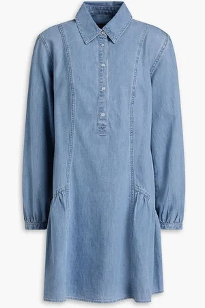 VERONICA BEARD Chaia cotton-chambray mini shirt dress - Blue