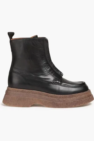 Ganni Leather platform ankle boots