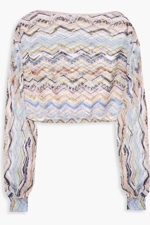 Missoni Cropped metallic crochet-knit top - Purple