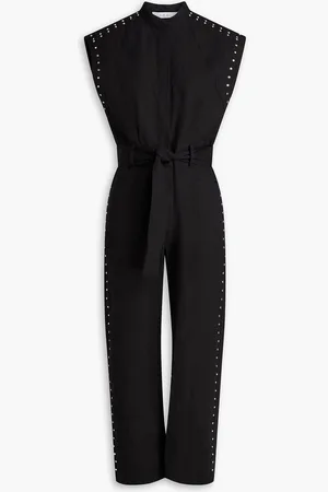 IRO Studded linen and cotton-blend twill jumpsuit