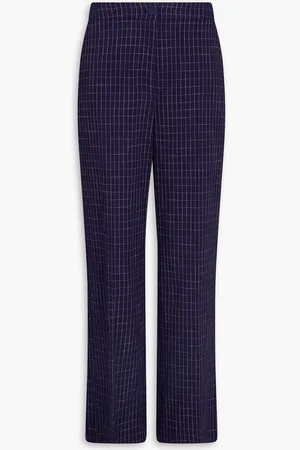 Claudie Pierlot Checked grain de poudre wide-leg pants - Blue