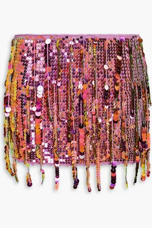 Retrofete Nicola sequined crochet-knit mini skirt - Purple