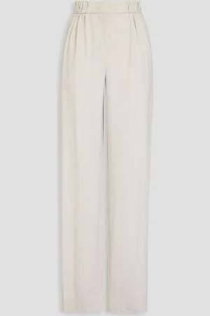 Emporio Armani Checked crepe wide-leg pants - White