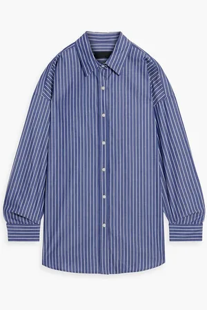 NILI LOTAN Mael striped cotton shirt - Blue