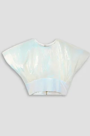 Christopher John Rogers Cropped iridescent textured organza top