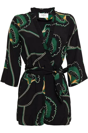 Bash Wrap-effect printed crepe de chine playsuit