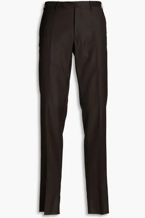 SLOWEAR Incotex Sharkskin slim-fit wool pants - Brown