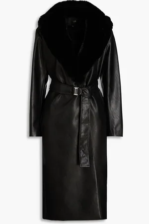 Maje Belted faux leather coat