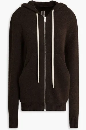 Rick Owens Cashmere zip-up hoodie - Brown