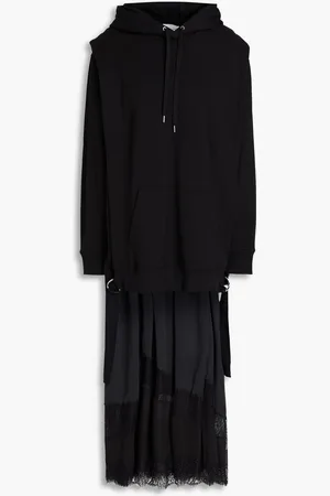 3.1 Phillip Lim Lace-trimmed satin and French cotton-terry midi dress