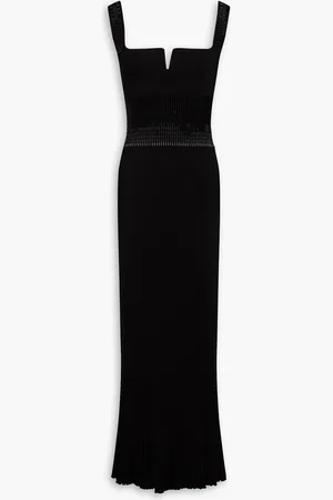 GALVAN Atalanta bead-embellished knitted maxi dress