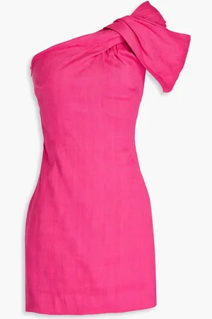 Maje One-shoulder linen-blend mini dress