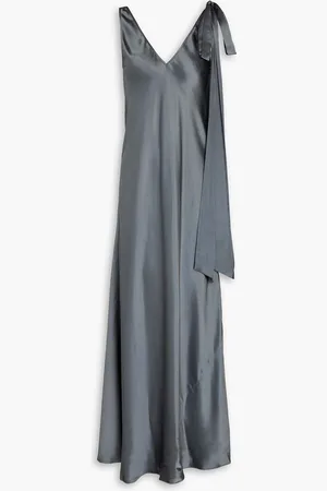 J.W.Anderson Knotted silk-satin maxi slip dress - Gray