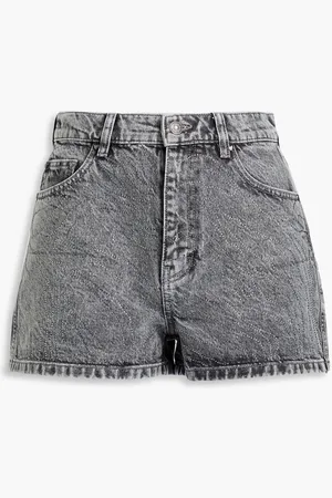 ROTATE Crystal-embellished denim shorts - Gray