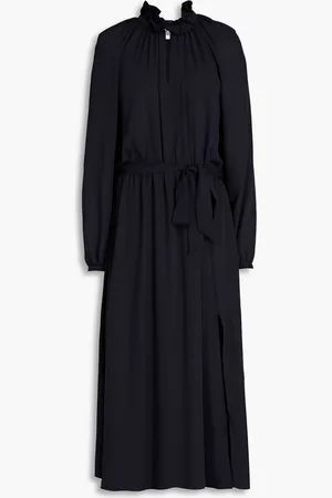 Claudie Pierlot Belted ruffled crepe midi dress - Blue