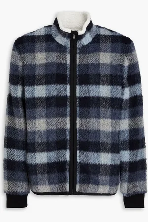 James Perse Checked faux shearling jacket - Blue