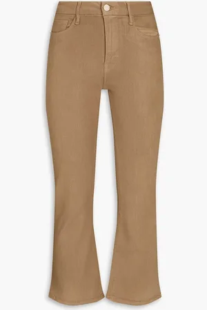 Frame Le Crop Mini Boot coated high-rise bootcut jeans - Brown