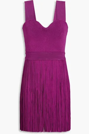 Hervé Léger Fringed stretch-knit mini dress