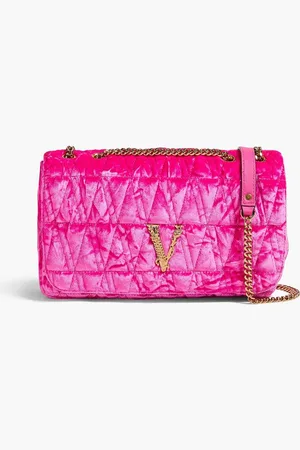 VERSACE Virtus quilted velvet shoulder bag - Pink