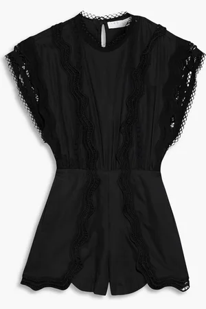 IRO Drix crochet-trimmed cotton and cupro-blend twill playsuit
