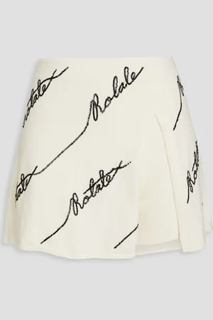 ROTATE Layered sequin-embellished cotton-blend mini skirt - White