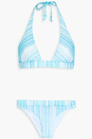 Missoni Crochet-knit triangle bikini - Blue