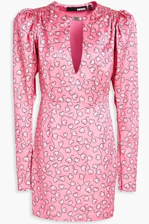 ROTATE Cutout printed satin mini dress - Pink