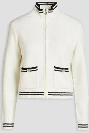 Maje Sequin-embellished knitted cardigan - White