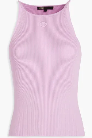 Maje Ribbed-knit top - Purple
