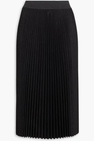 THEORY Pleated wool-blend flannel midi skirt - Gray