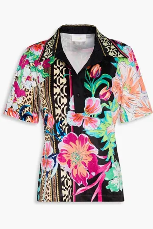 Camilla Crystal-embellished printed velour top