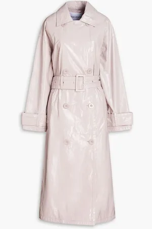 Stand Studio Katharina faux patent-leather trench coat - Purple
