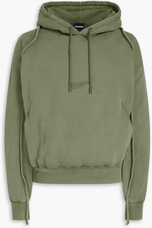 Jacquemus Embroidered cotton-fleece hoodie - Green
