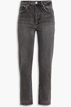 RAG&BONE Wren cropped studded high-rise slim-leg jeans - Gray