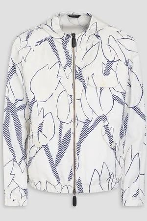 Giorgio Armani Printed satin-jacquard hooded jacket - White