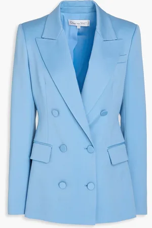 Oscar de la Renta Double-breasted wool-twill blazer - Blue